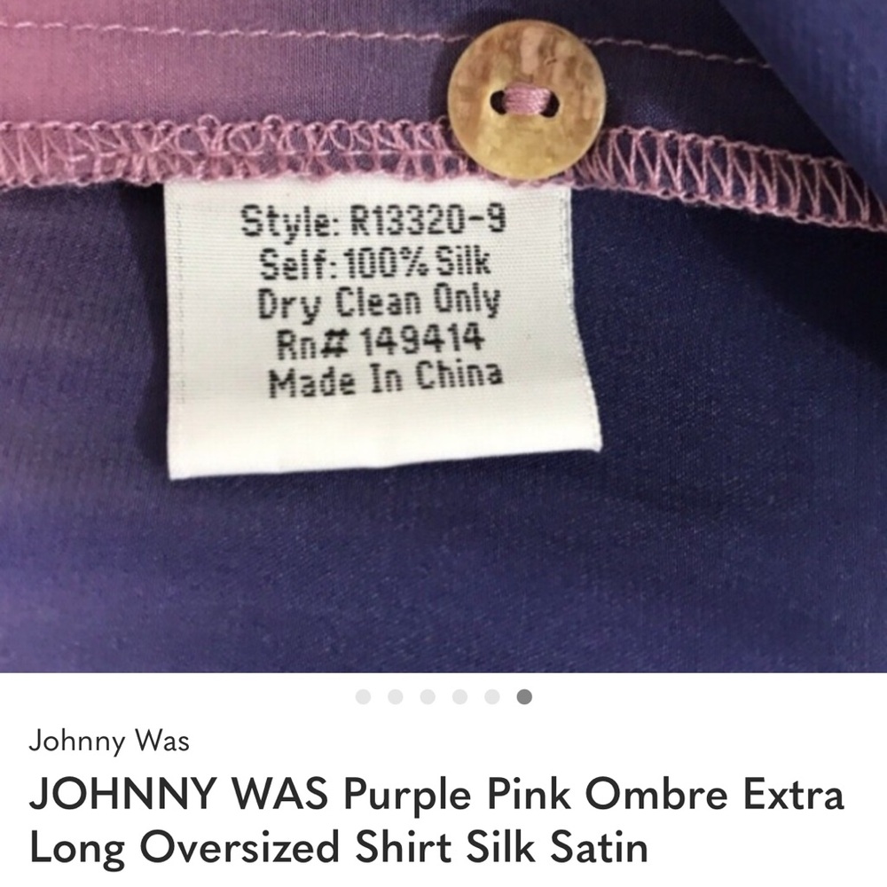 Johnny Was Luxurious and Gorgeous Blue Pink Ombre Silk Shirt Blouse 👚 - Picture 5 of 6